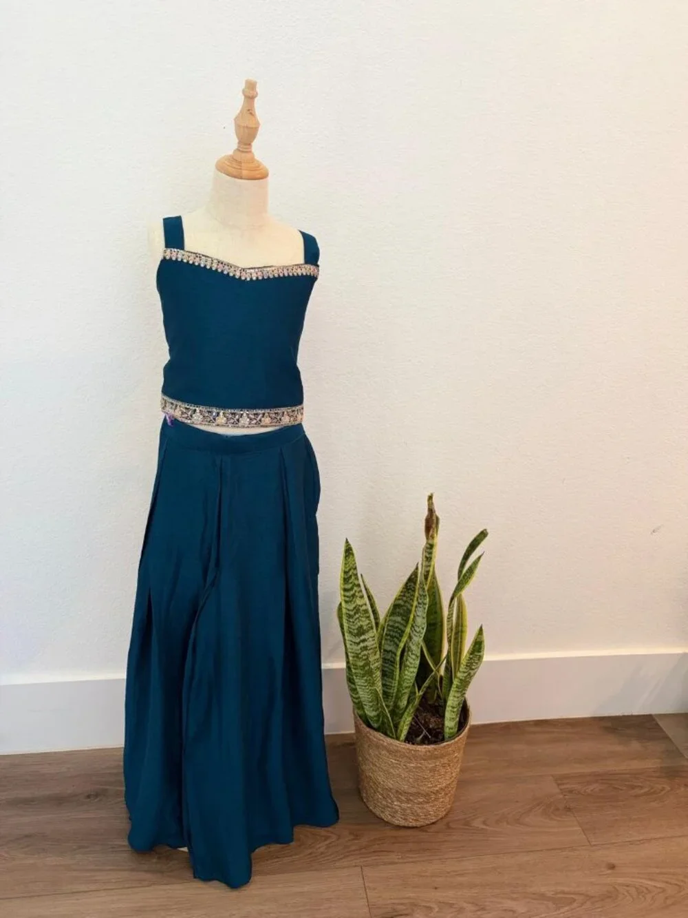 Elegant Navy Blue Embroidered Ethnic Palazzo Set